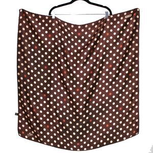 100% Silk - Brown Polka Dot Square Scarf
